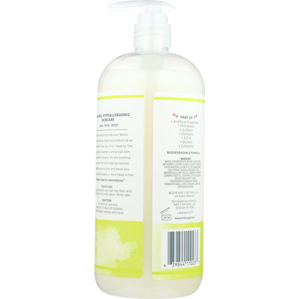 KIRKS: Wash 3 In 1 Juniper Lime, 32 oz