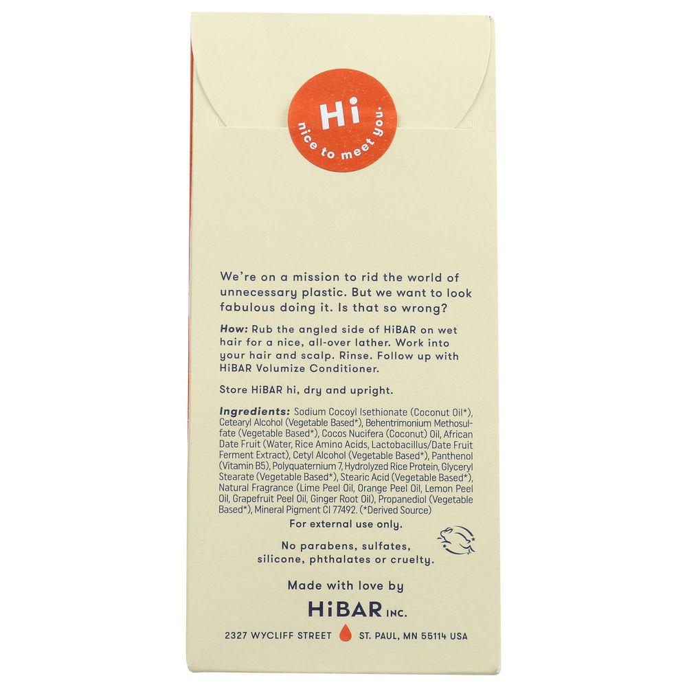 HIBAR: Solid Shampoo Volumize, 3.2 oz
