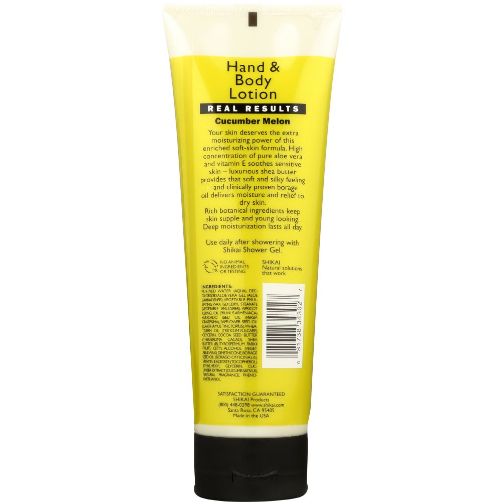 SHIKAI: All Natural Hand & Body Lotion Cucumber Melon, 8 Oz