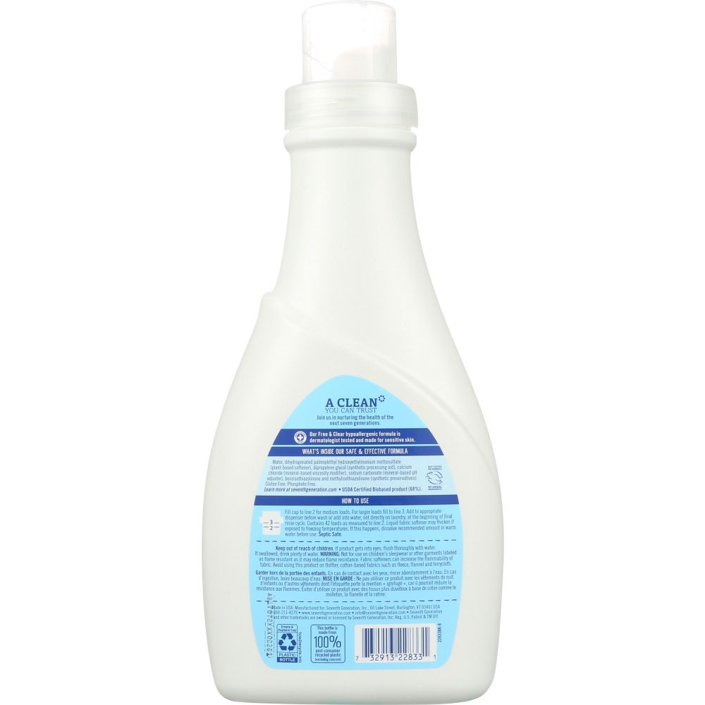 SEVENTH GENERATION: Natural Fabric Softener Free & Clear, 32 OZ
