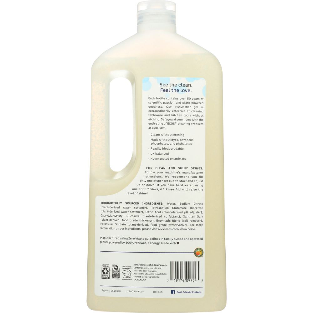 EARTH FRIENDLY: Wave Dishwasher Gel Free and Clear, 40 oz