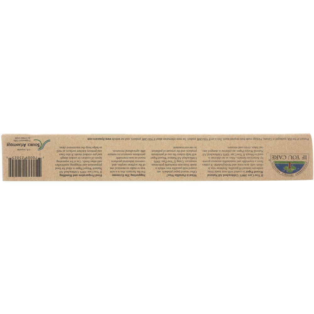 IF YOU CARE: All Natural Waxed Paper 75 sq ft, 1 Ea