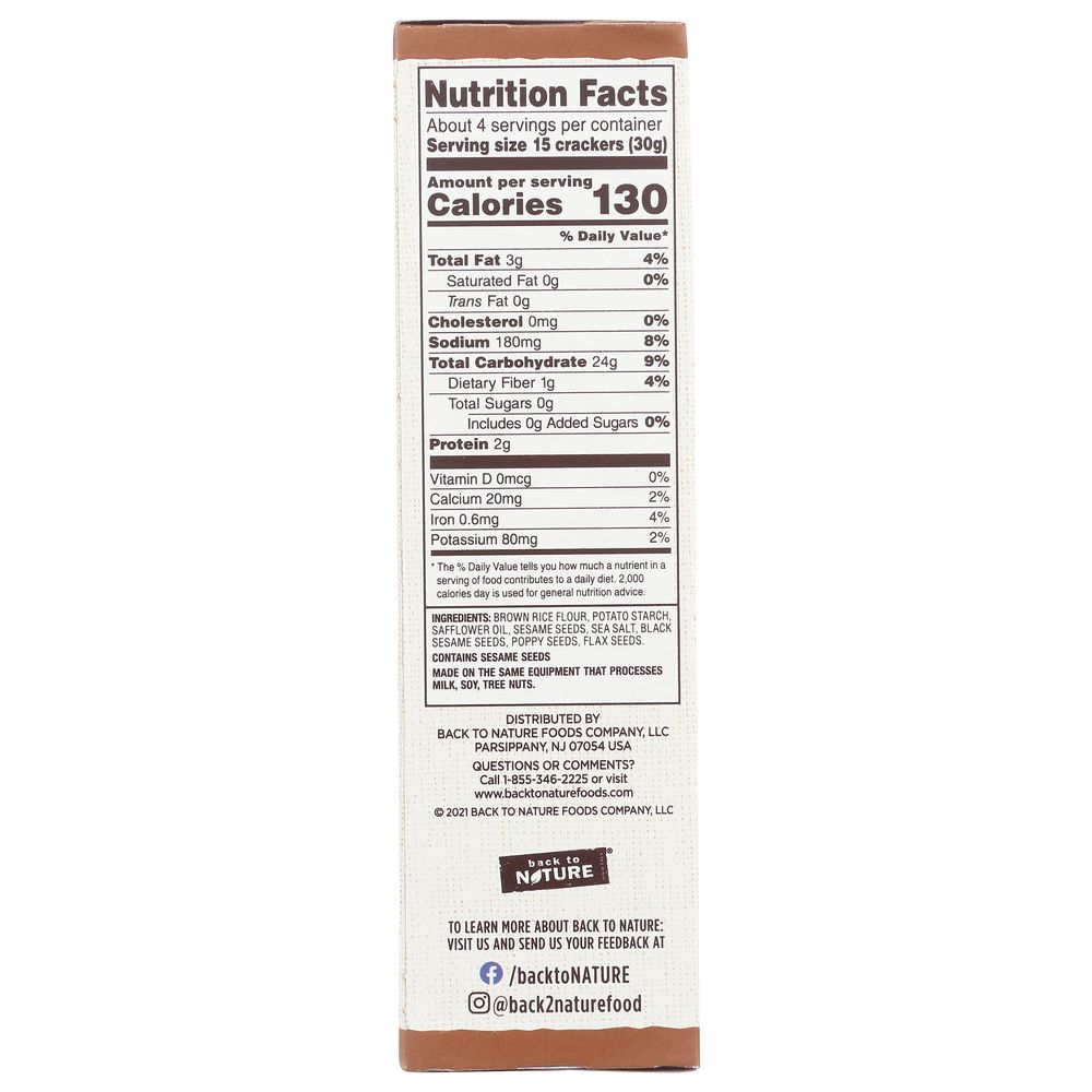 BACK TO NATURE: Gluten Free Rice Thins Multi-seed, 4 oz