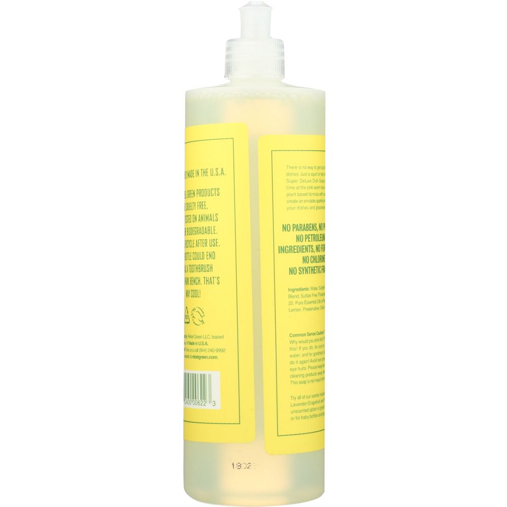 REBEL GREEN: Dish Soap Peppermint Lemon, 16 oz