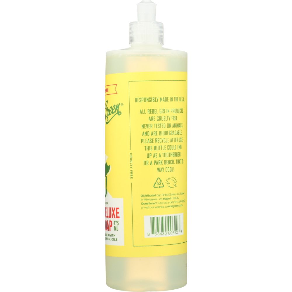 REBEL GREEN: Dish Soap Peppermint Lemon, 16 oz