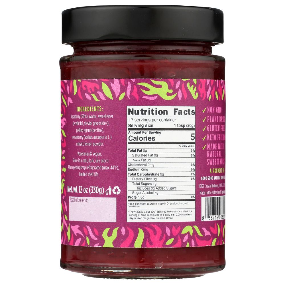GOOD GOOD: Jam Raspberry Sweet, 12 oz
