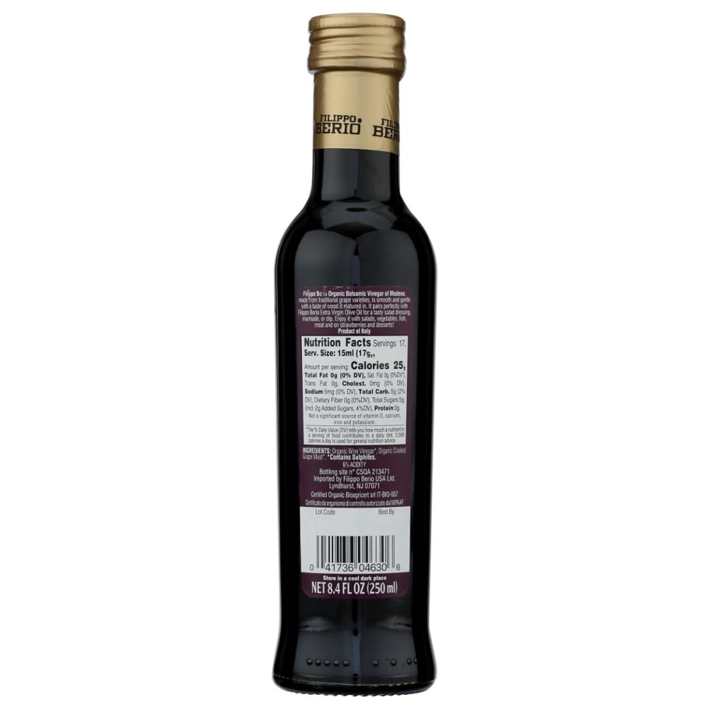 FILIPPO BERIO: Organic Balsamic Vinegar Of Modena, 8.4 fo