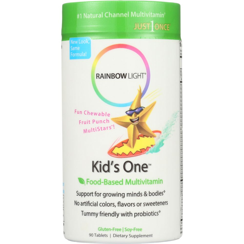 RAINBOW LIGHT: Kid's One Multistars Food-Based Multivitamin Fruit Punch, 90 Chewable Tablets
