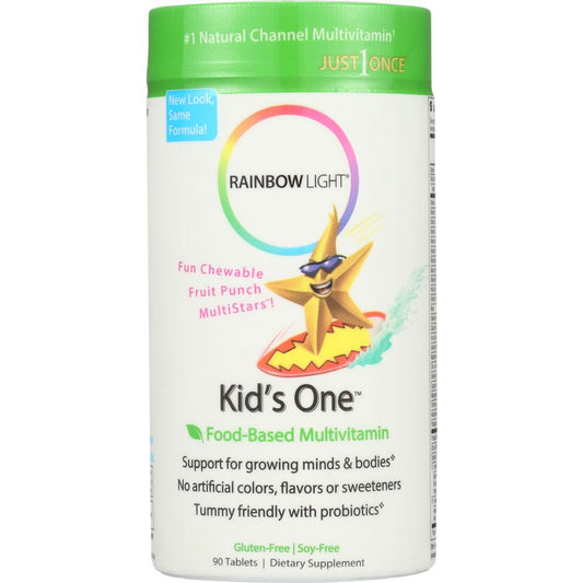 RAINBOW LIGHT: Kid's One Multistars Food-Based Multivitamin Fruit Punch, 90 Chewable Tablets