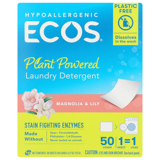ECOS: Laundry Detergent Sheets Magnolia And Lily, 50 ea