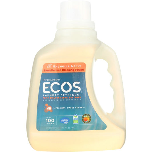 EARTH FRIENDLY: Ecos 2x Ultra Liquid Laundry Detergent Magnolia and Lily, 100 oz