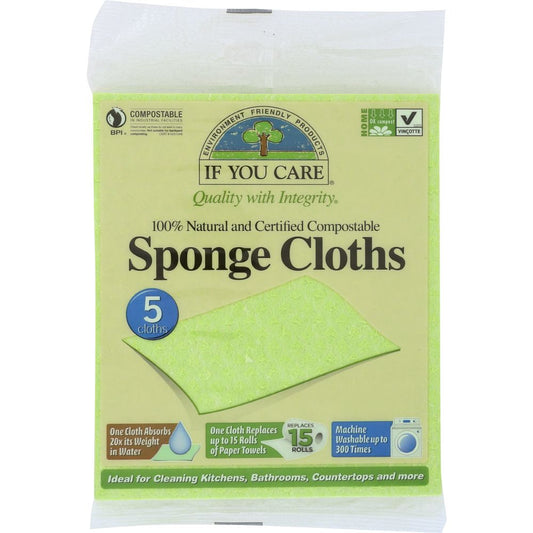 IF YOU CARE: Natural Sponge Cloths, 5 pc