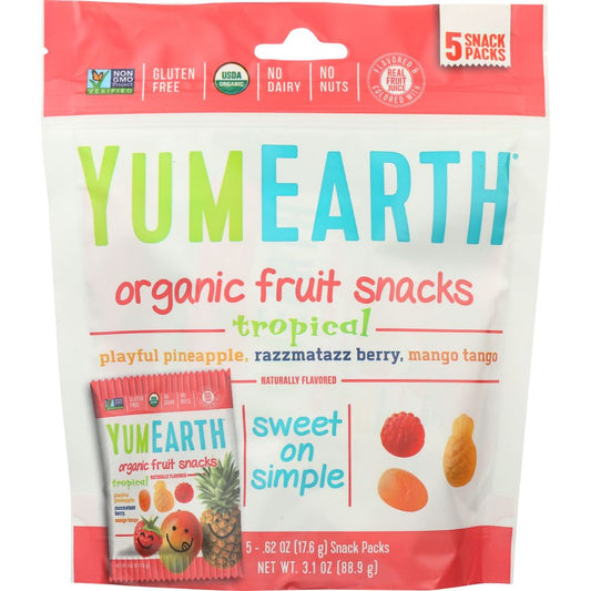 YUMMYEARTH: Fruit Snack Tropical 5 ct, 3.1 oz